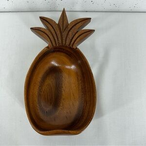 Vintage Signed Blair Hawaii Monkey Pod Hand Carved Wood Pineapple Shaped Bowl